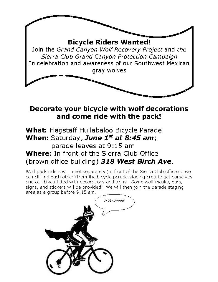 wolf bike parade flier for June 1 2013